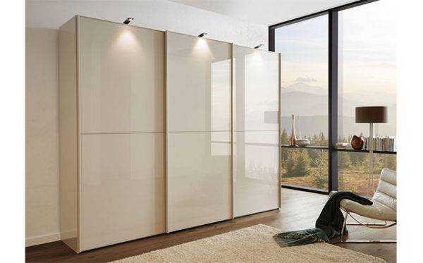 Washington 2 Champagner D.Front Glas Champagner SWT 300cmFront 2 Felder m.LED Aufbauleuchten