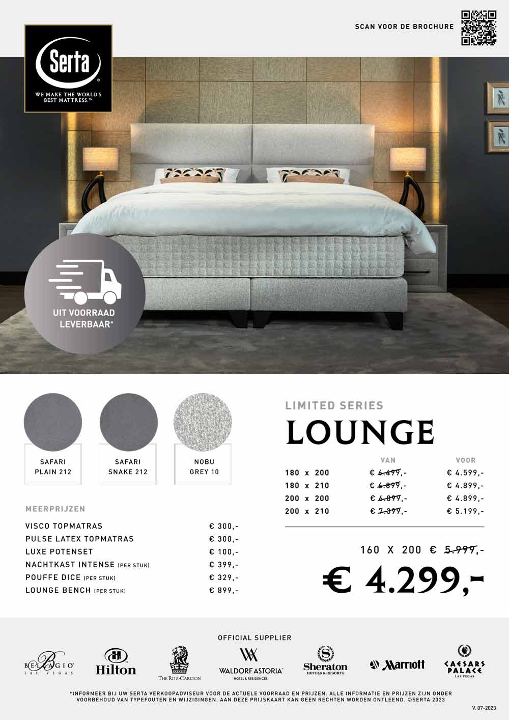 Lounge Limited en Express series Prijskaarten