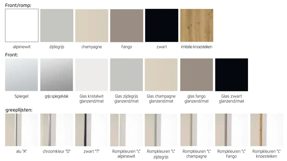 Scale kleuroverzicht